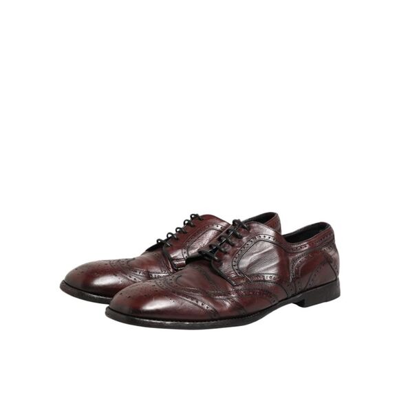 Dolce & Gabbana Bordeaux Leather Lace Up Dress Derby Men's Shoes (Pre-Owned)